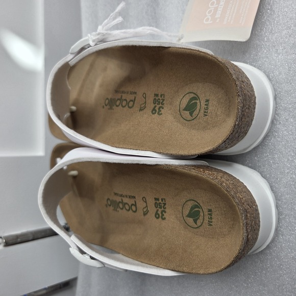 NWT Birkenstock Gizeh Platform Vegan Leather White Sandals Size 39 - Picture 11 of 12